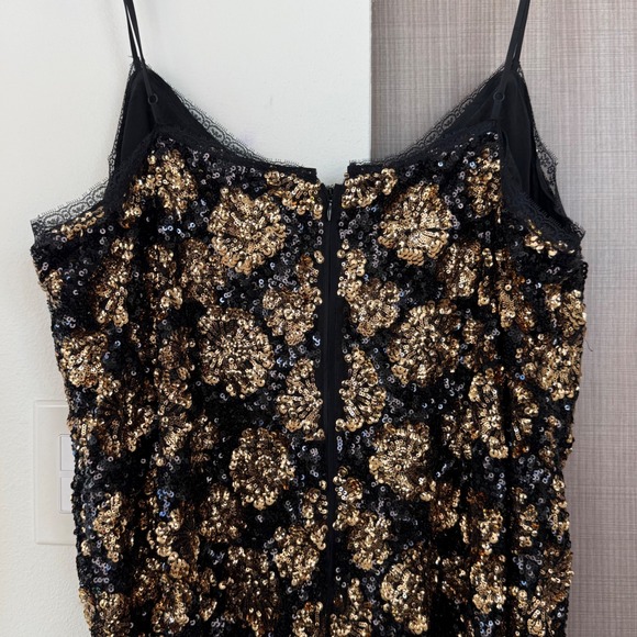 J. Crew Collection Black Gold Sequin Slip Midi Dress - Picture 13 of 16